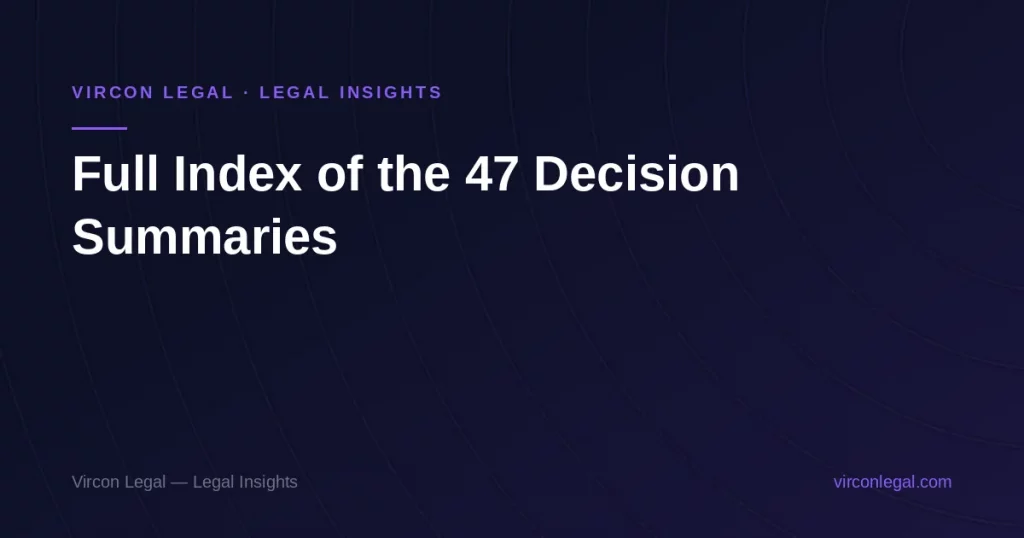 Two Credit Bureau Decisions and the Full Index of the 47 Decision Summaries