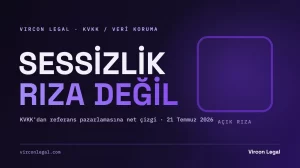 Koyu mor zeminde işaretlenmemiş onay kutusu ve "Sessizlik Rıza Değil" başlığı